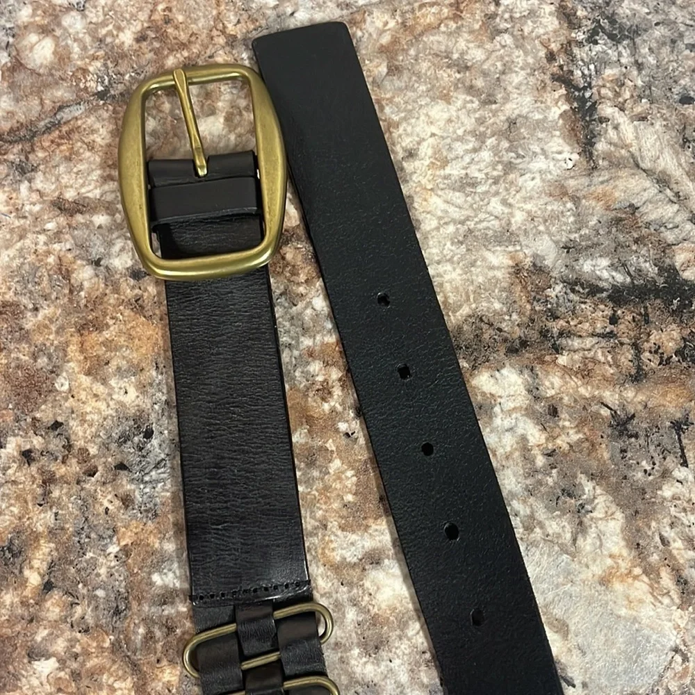 Linea Pelle Black and Gold Chain Belt Size  Medium